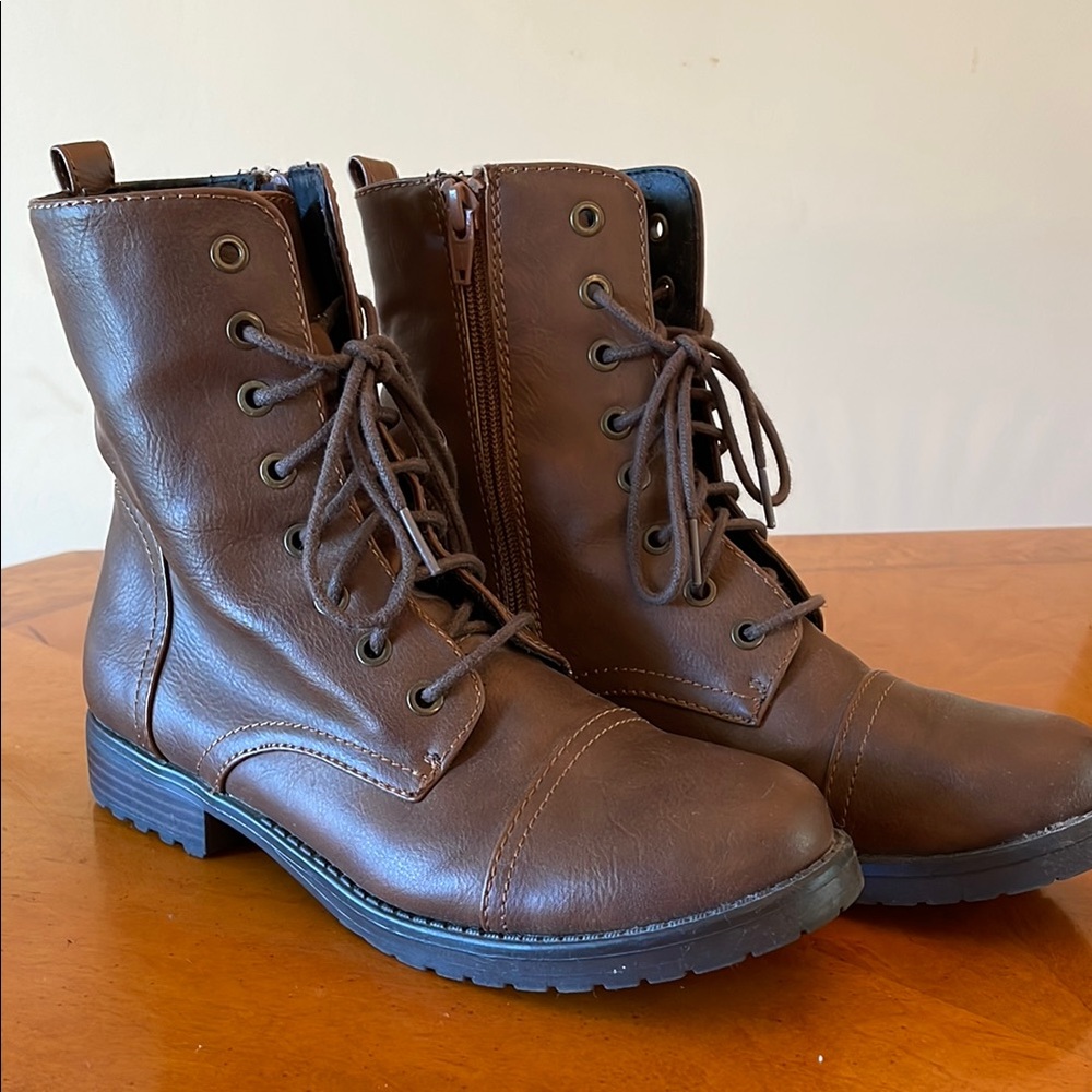 Brown Lace-Up Ankle Boots
